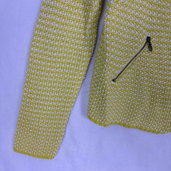 Boden Yellow & White Striped Knit 100% Cotton Open Blazer Jacket Size US 10 - Picture 4 of 12